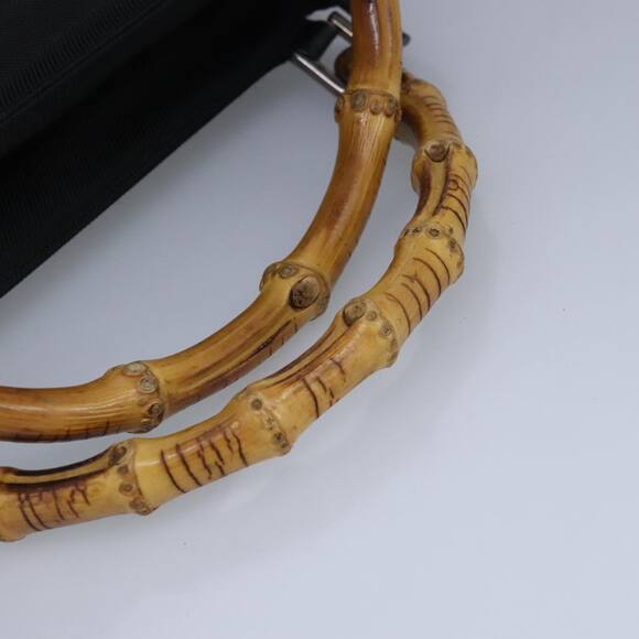 GUCCI Bamboo Hand Bag Nylon Black Silver - Picture 7 of 16